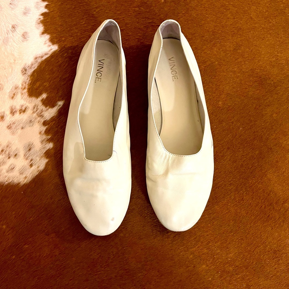 Vince Maxwell White Leather Flats